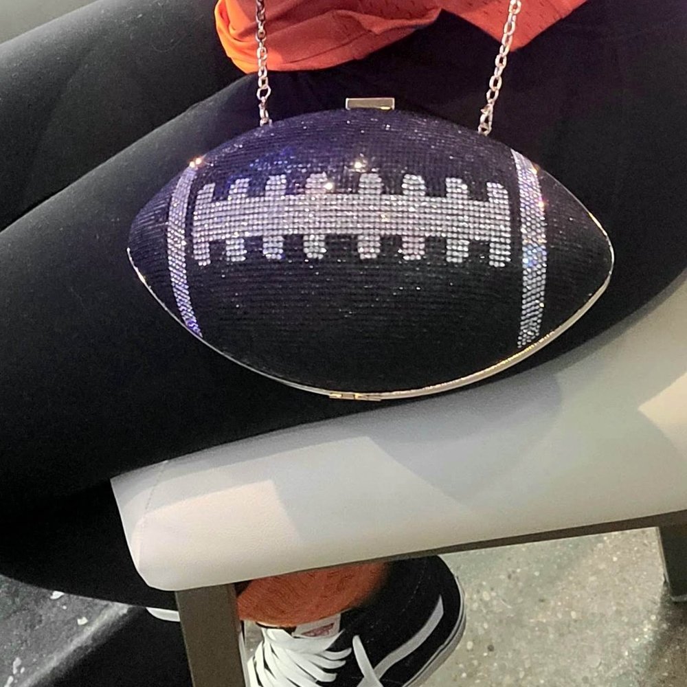 glitz and glam football clutch